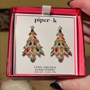 Piper Festive Tree Earrings with Multicolor Zirconia